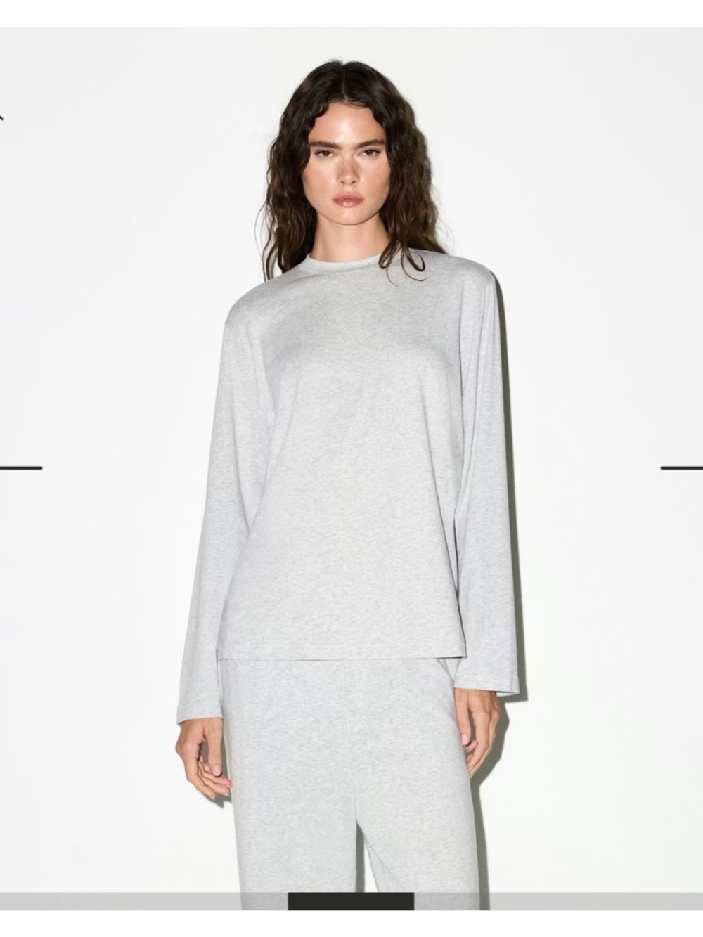 Skims Boyfriend T-Shirt Light Heather Gray Long Sleeve Crew Neck Stretchy  Small